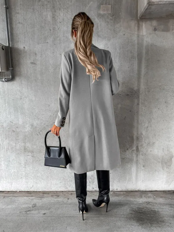 Long-sleeved Double-breasted Mid-Length Women's Trench Coats