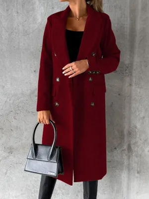 Long-sleeved Double-breasted Mid-Length Women's Trench Coats