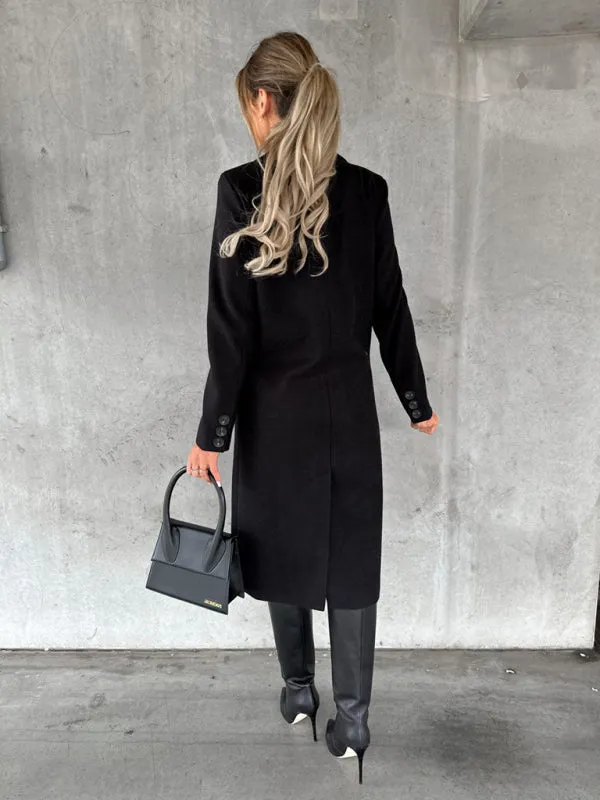 Long-sleeved Double-breasted Mid-Length Women's Trench Coats