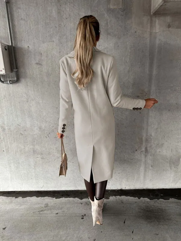 Long-sleeved Double-breasted Mid-Length Women's Trench Coats