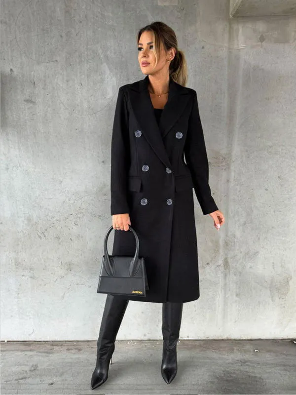 Long-sleeved Double-breasted Mid-Length Women's Trench Coats