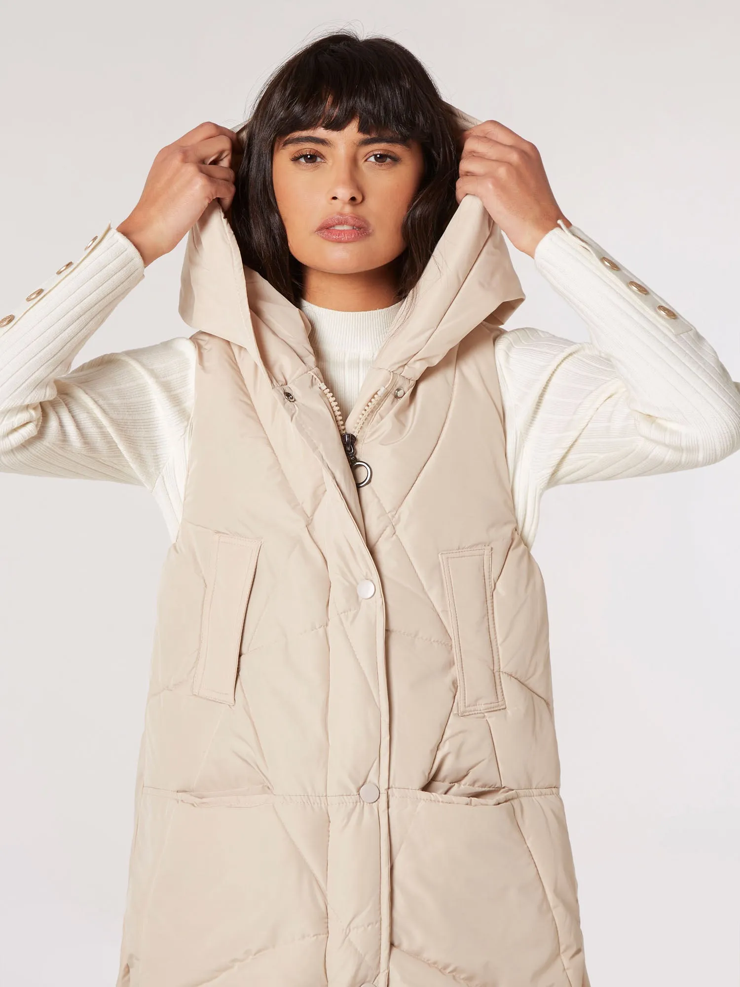Longline Hooded Puffer Vest