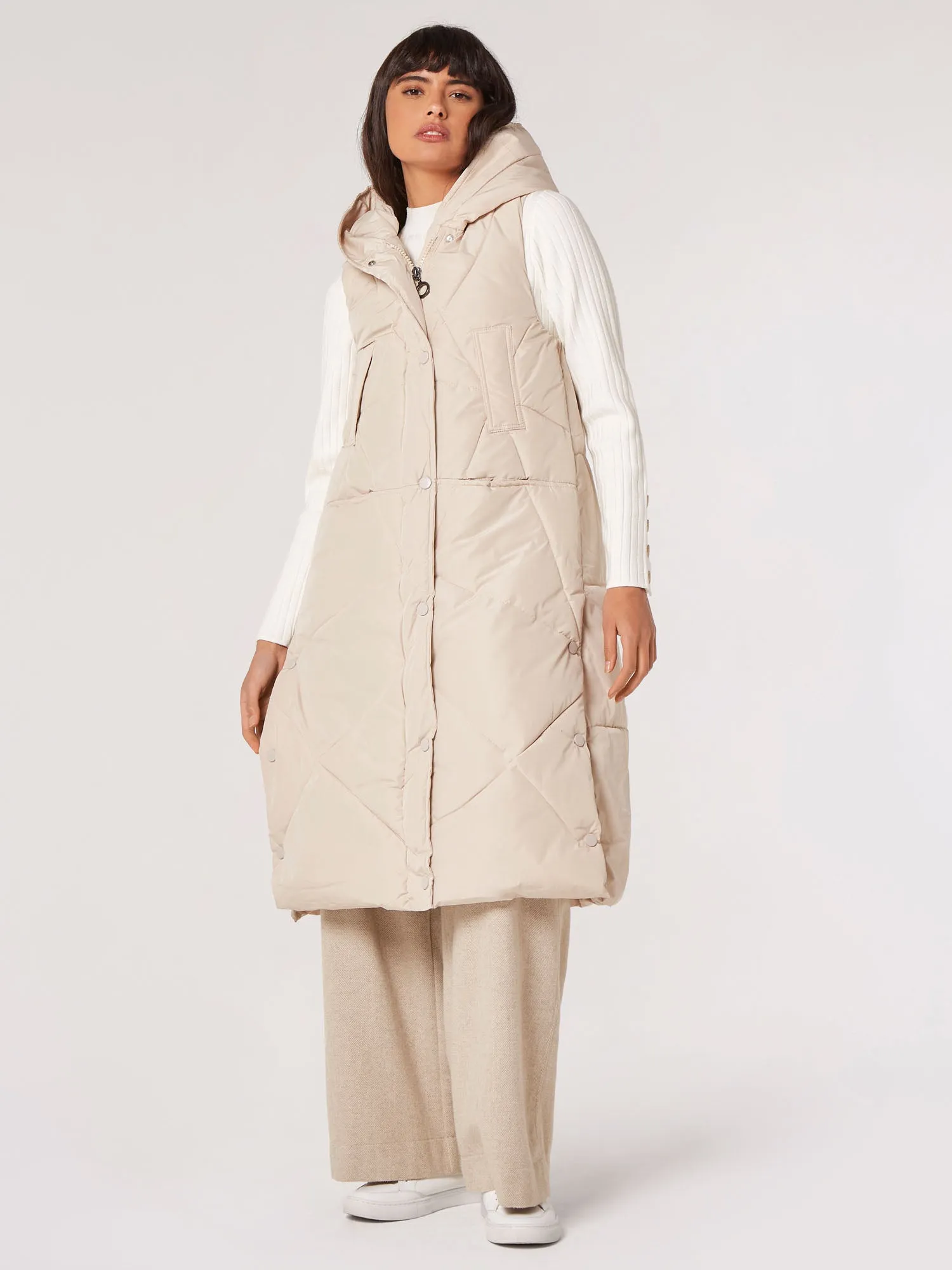 Longline Hooded Puffer Vest