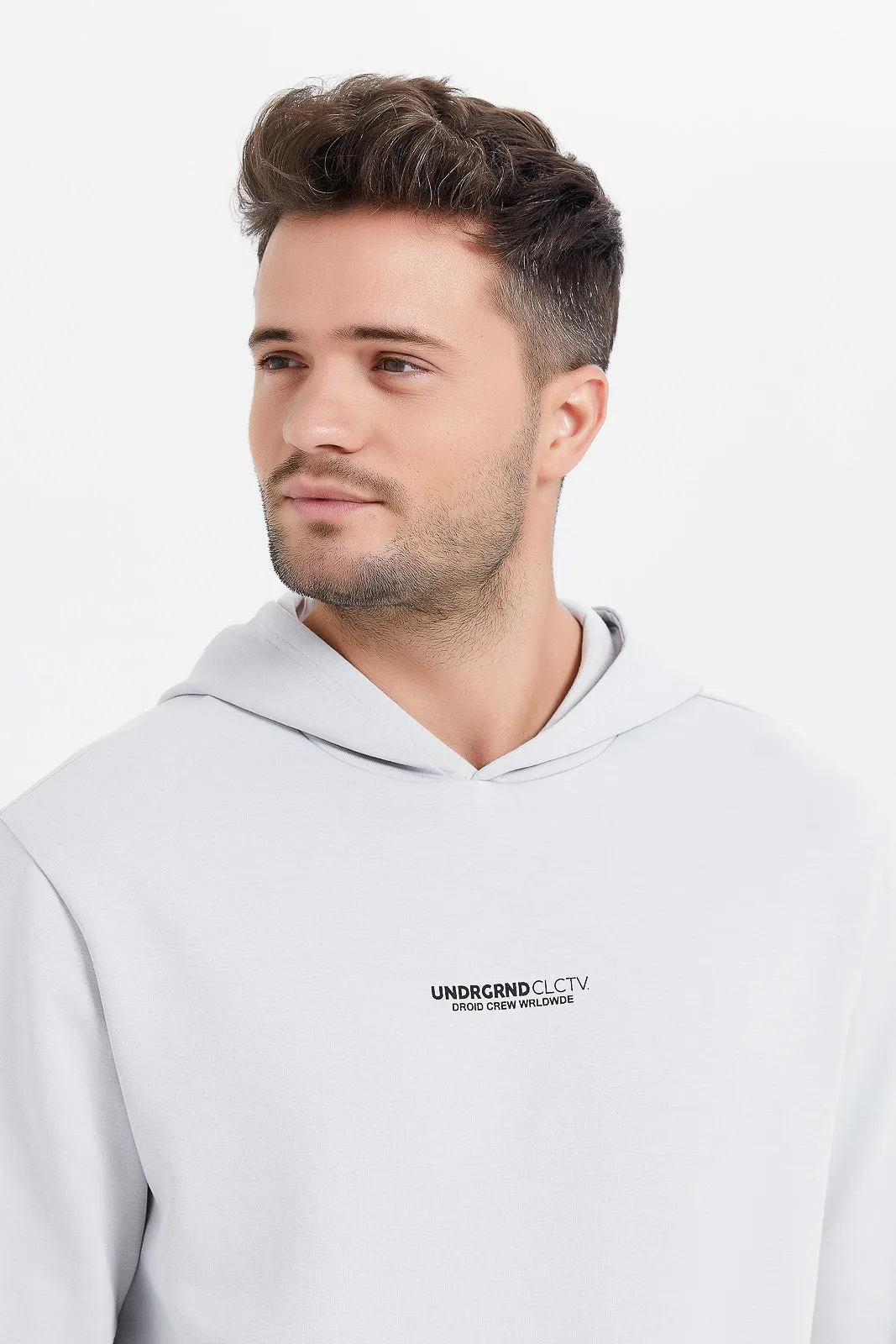 Men Grey Soft Touch Hoodie