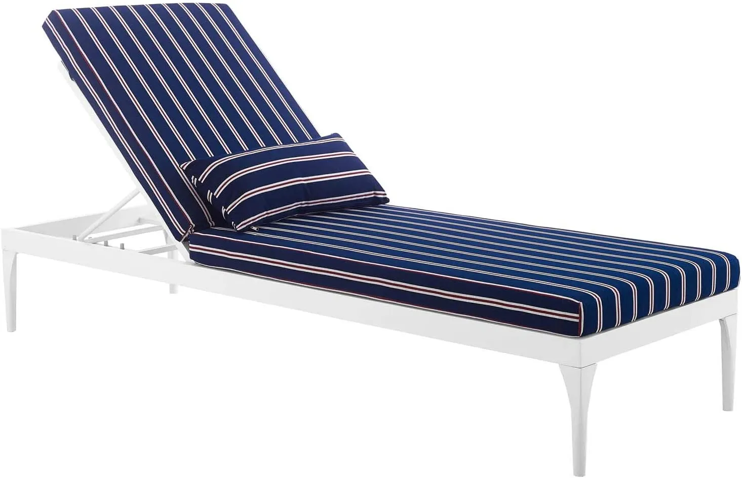 Mick Outdoor Swimming Poolside Lounger (White   Navy Blue ) Set of 2