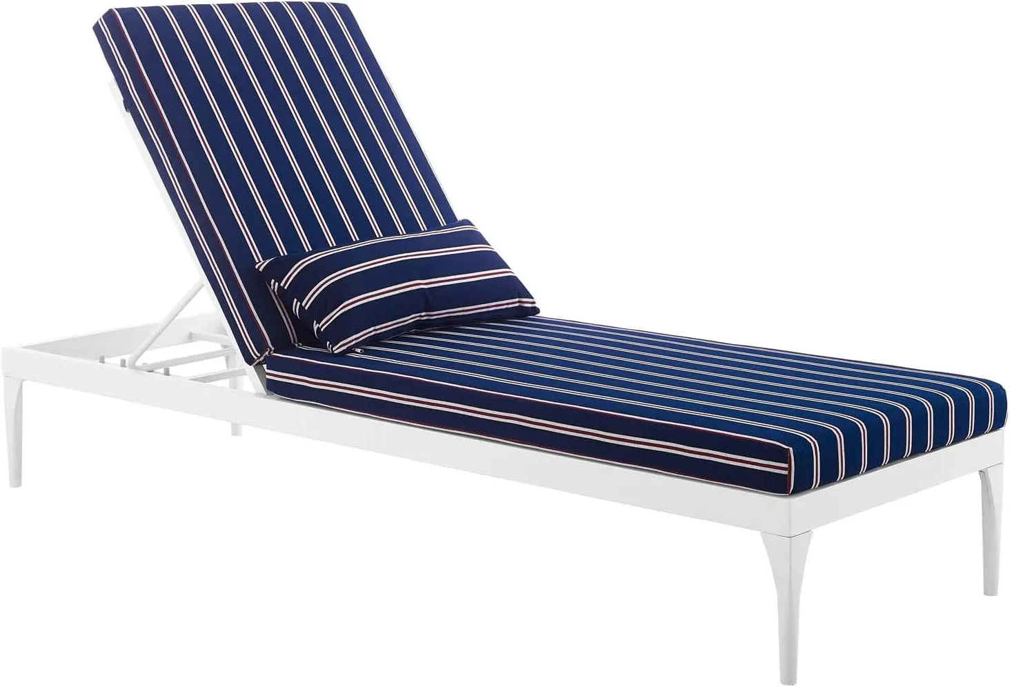 Mick Outdoor Swimming Poolside Lounger (White   Navy Blue ) Set of 2