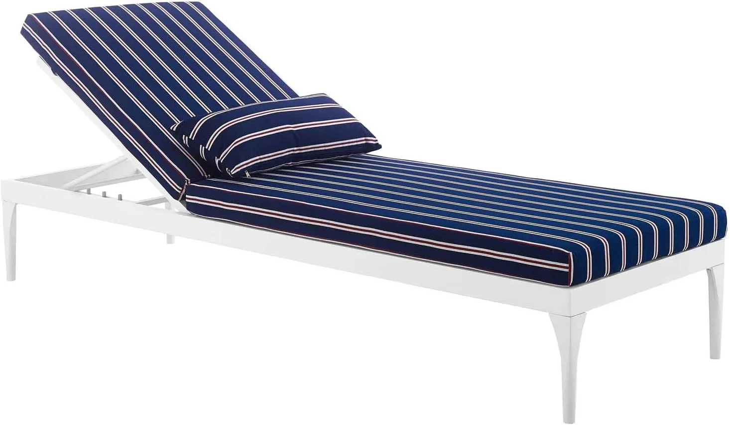 Mick Outdoor Swimming Poolside Lounger (White   Navy Blue ) Set of 2