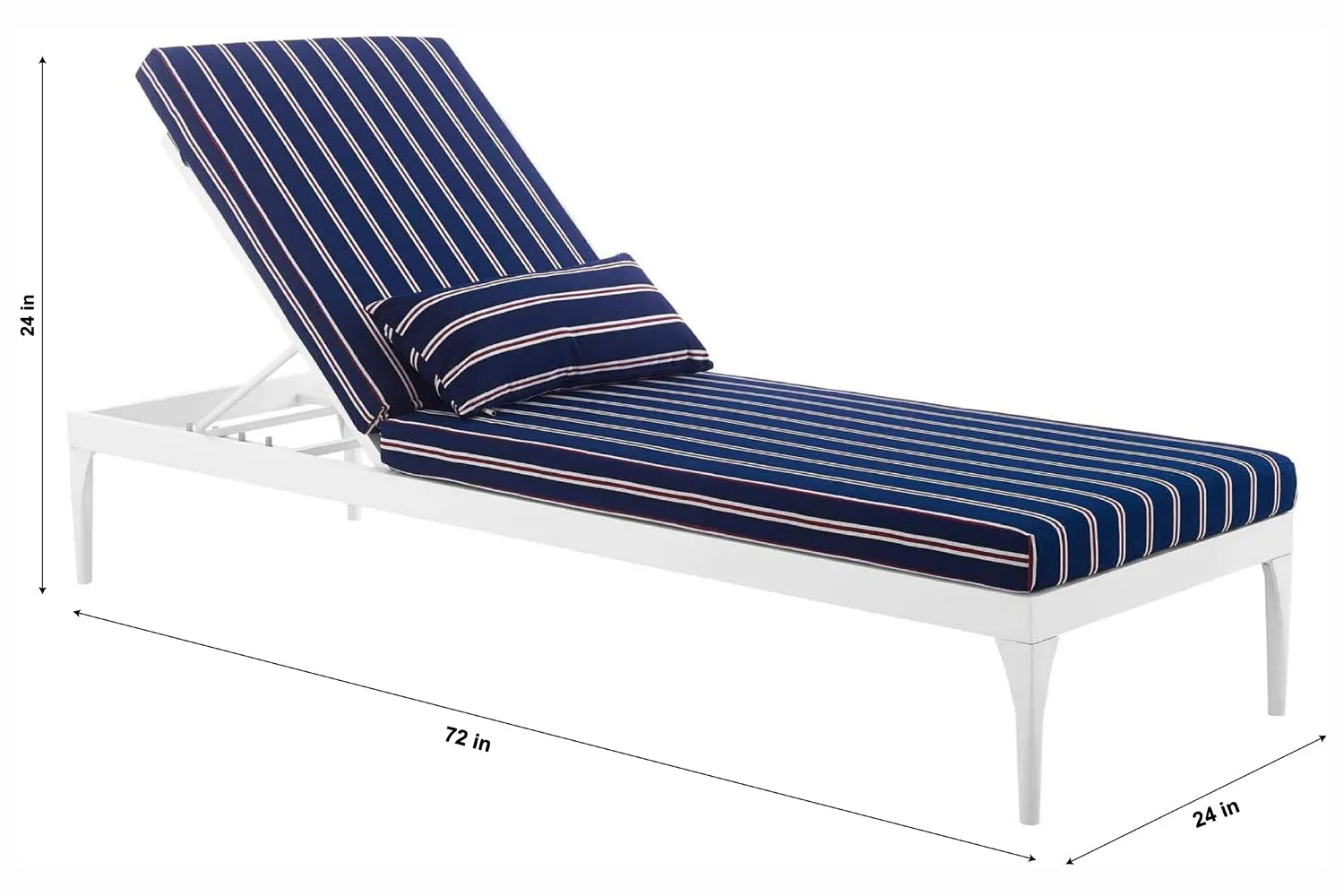 Mick Outdoor Swimming Poolside Lounger (White   Navy Blue ) Set of 2
