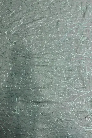 Mint Green Embroidered Silk Linen MEMT-018-02