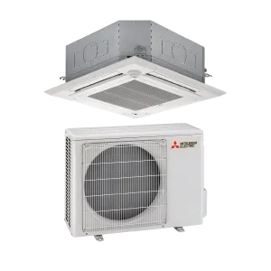 Mitsubishi 18,000 BTU P-Series Ceiling Cassette Single Zone Heat Pump System (PLA-A18EA8 & PUZ-A18NKA7)