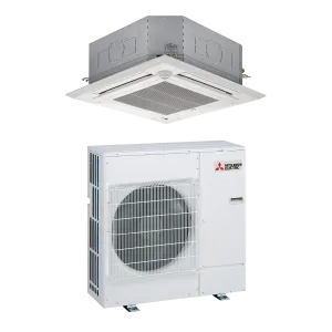 Mitsubishi 30,000 BTU Commercial Ceiling Cassette Single Zone Heat Pump Unit (PLA-A30EA8 & PUZ-A30NHA7)