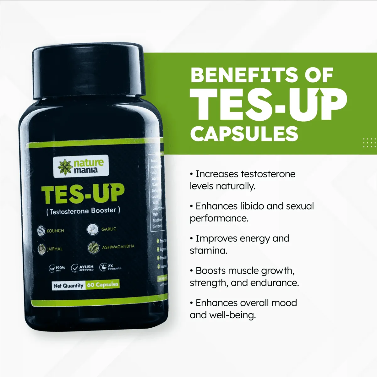Nature Mania Tes-up Capsules (Male & Female Testo Booster) - 60 Capsules