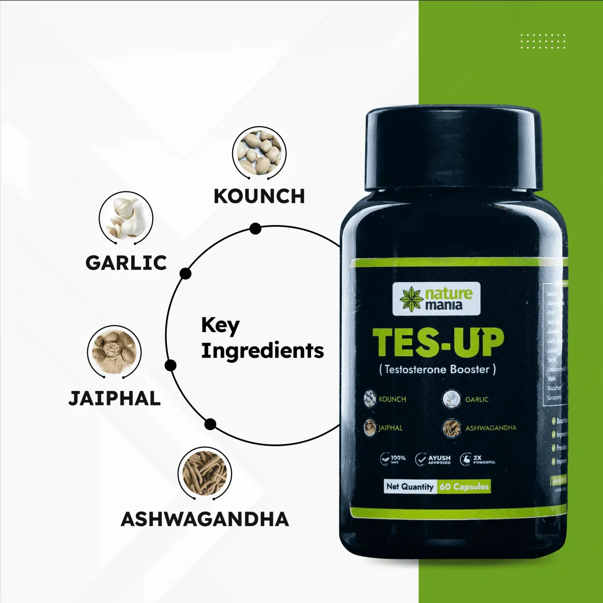 Nature Mania Tes-up Capsules (Male & Female Testo Booster) - 60 Capsules