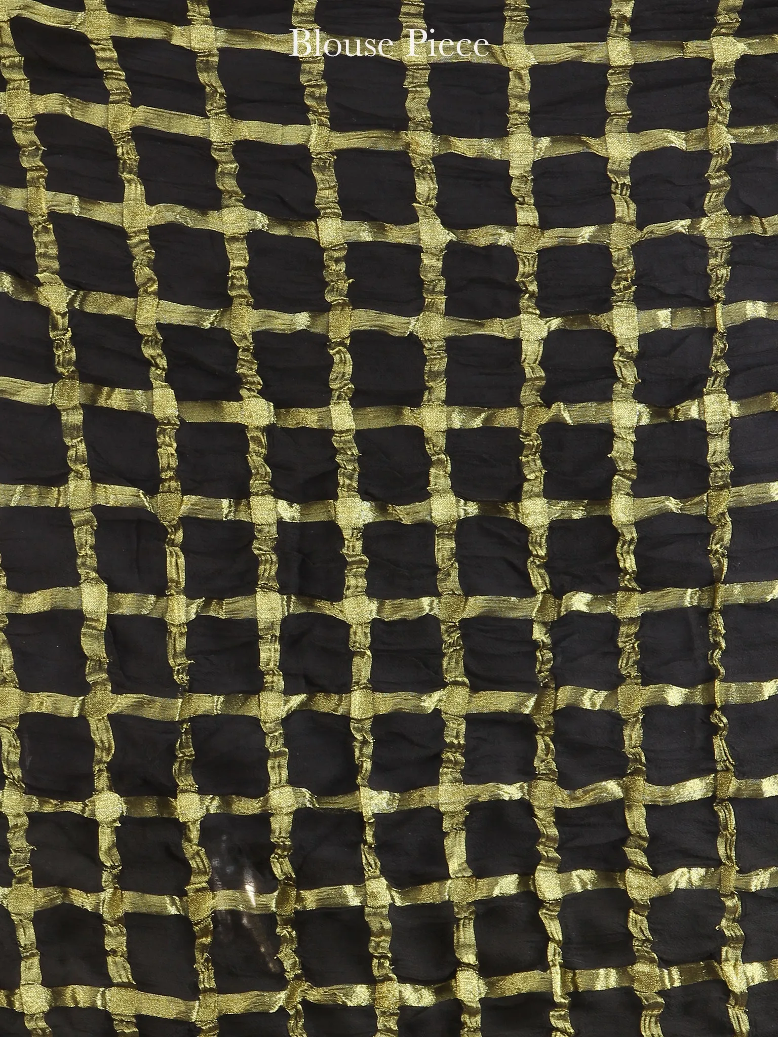 Navy Mustard Green Hand Block Printed Chiffon Saree with Zari Border - S031704606