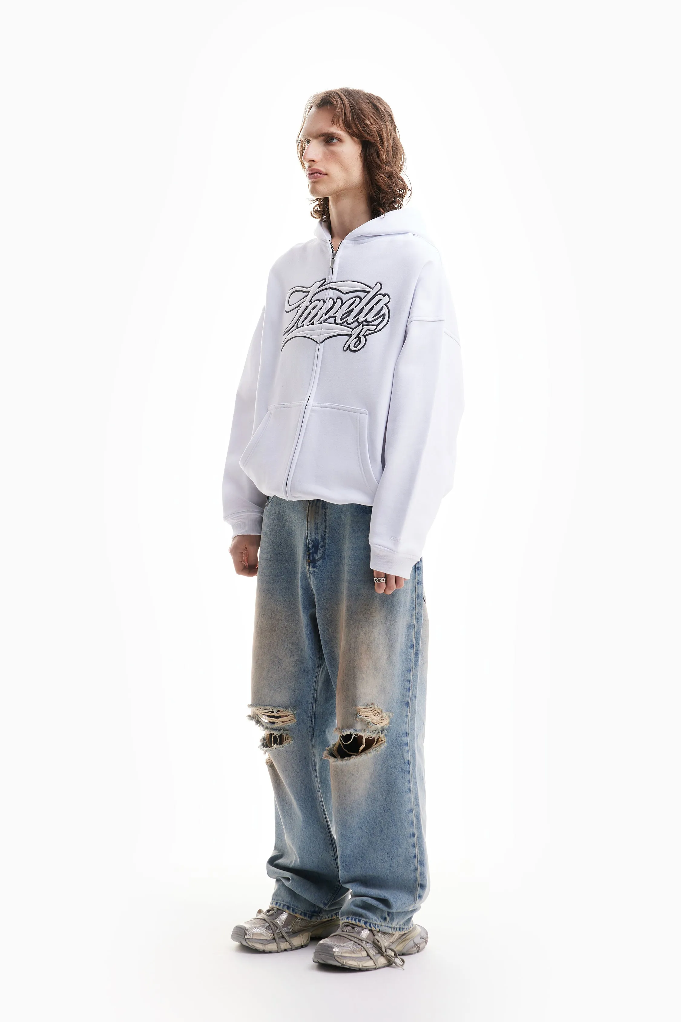 NEW 3D COLLEGE WHITE FRONTZIP