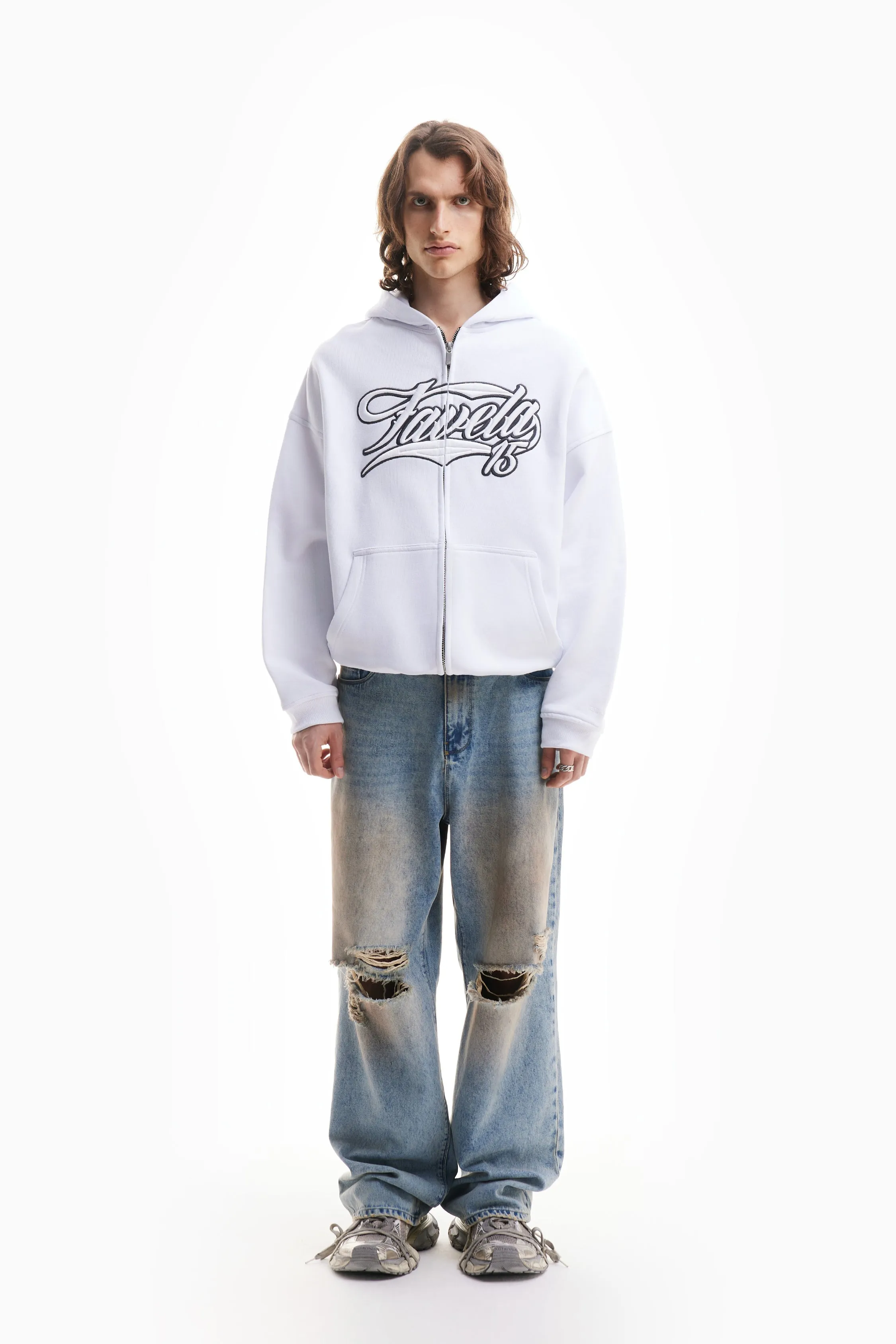 NEW 3D COLLEGE WHITE FRONTZIP