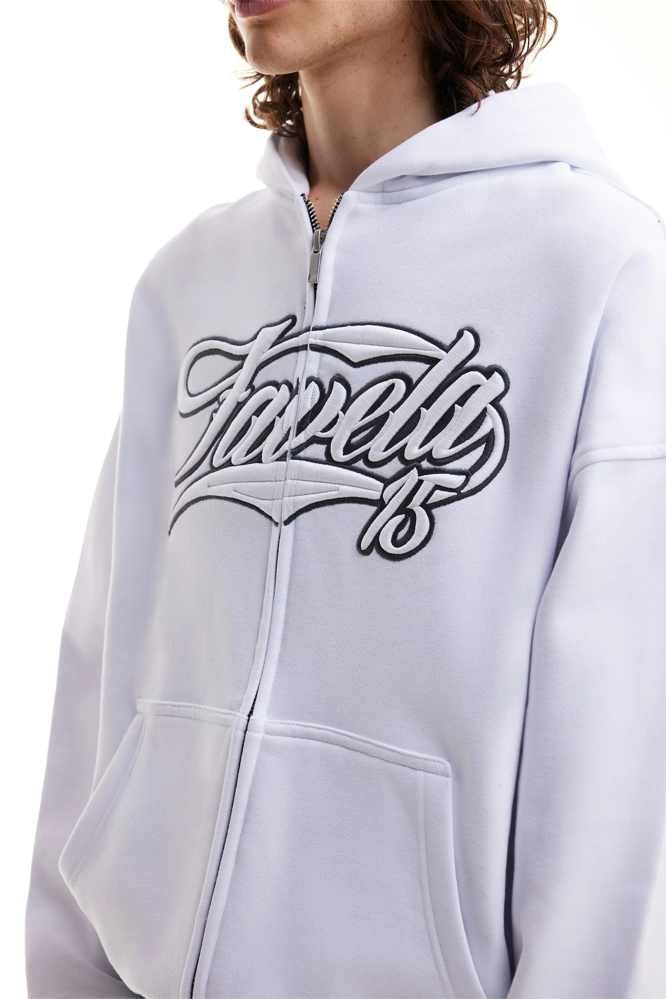 NEW 3D COLLEGE WHITE FRONTZIP