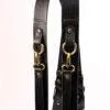 Nice One Leather Double Camera Shoulder Strap, Professional, Adjustable, Made In Italy, Black gold finish