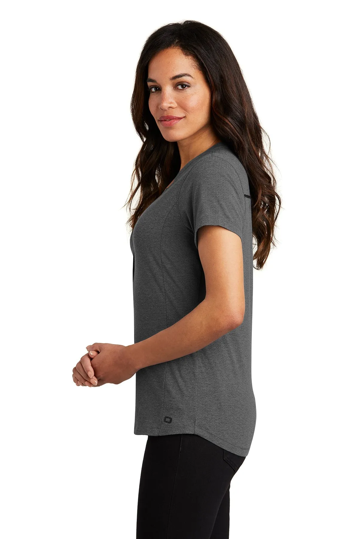 OGIO Ladies Tread Branded Henleys, Blacktop Heather