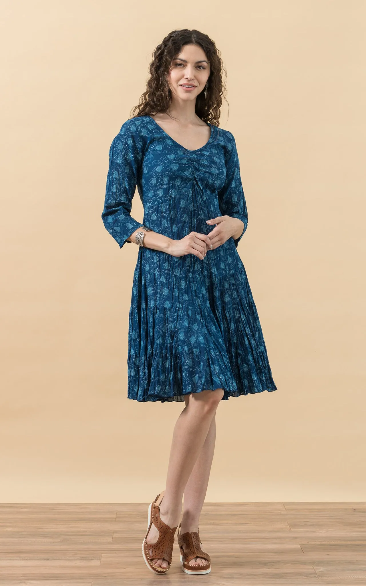 Paloma Dress, Short, 3/4 Sleeve, Tula Indigo