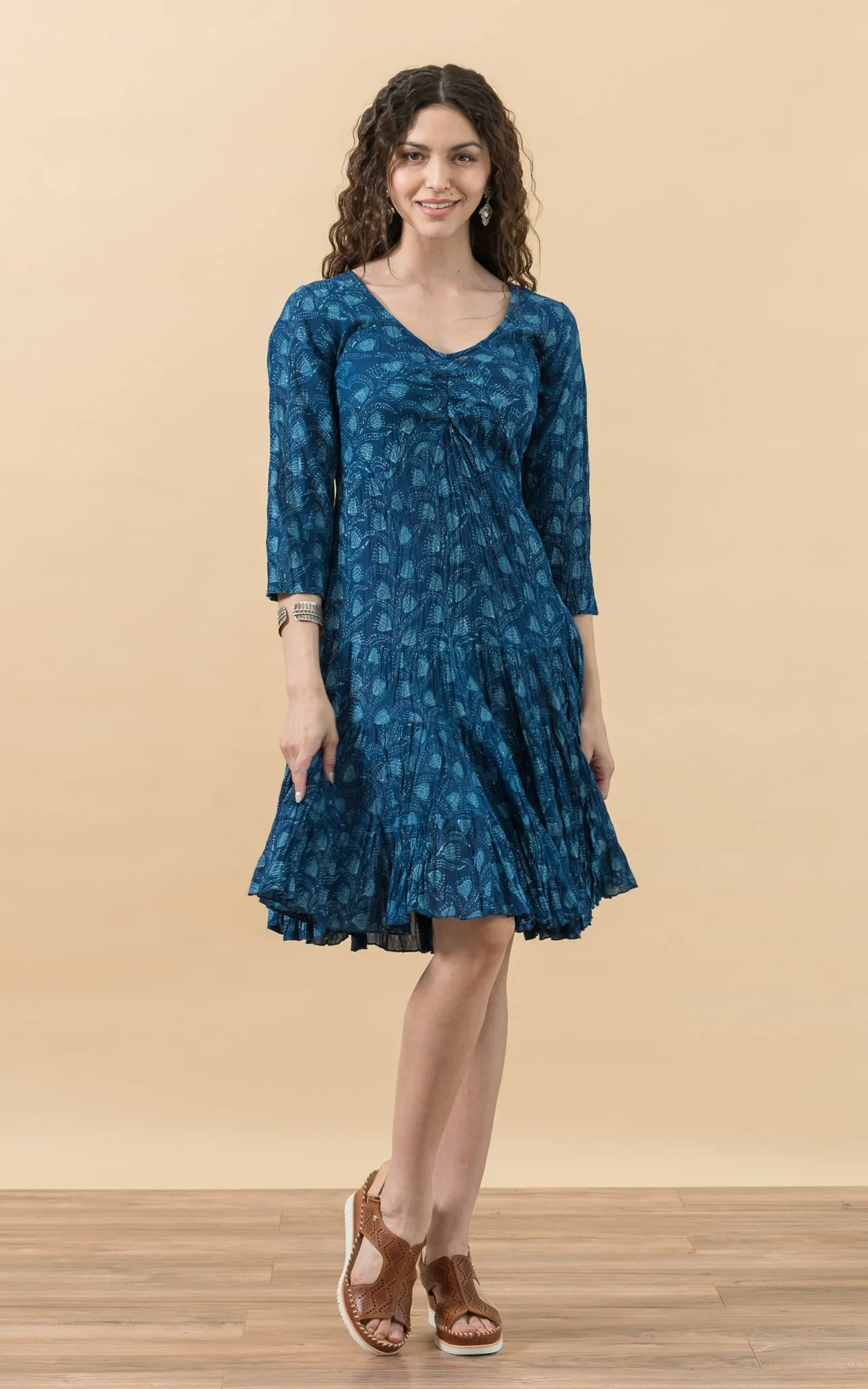 Paloma Dress, Short, 3/4 Sleeve, Tula Indigo