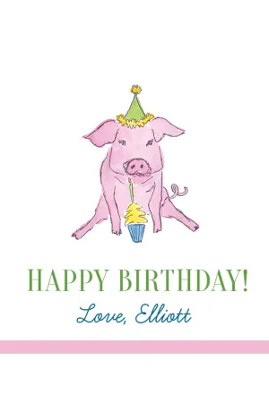 Party Animal Gift Tag-Pig