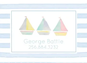 Pastel Sailboats Calling Cards in Blue