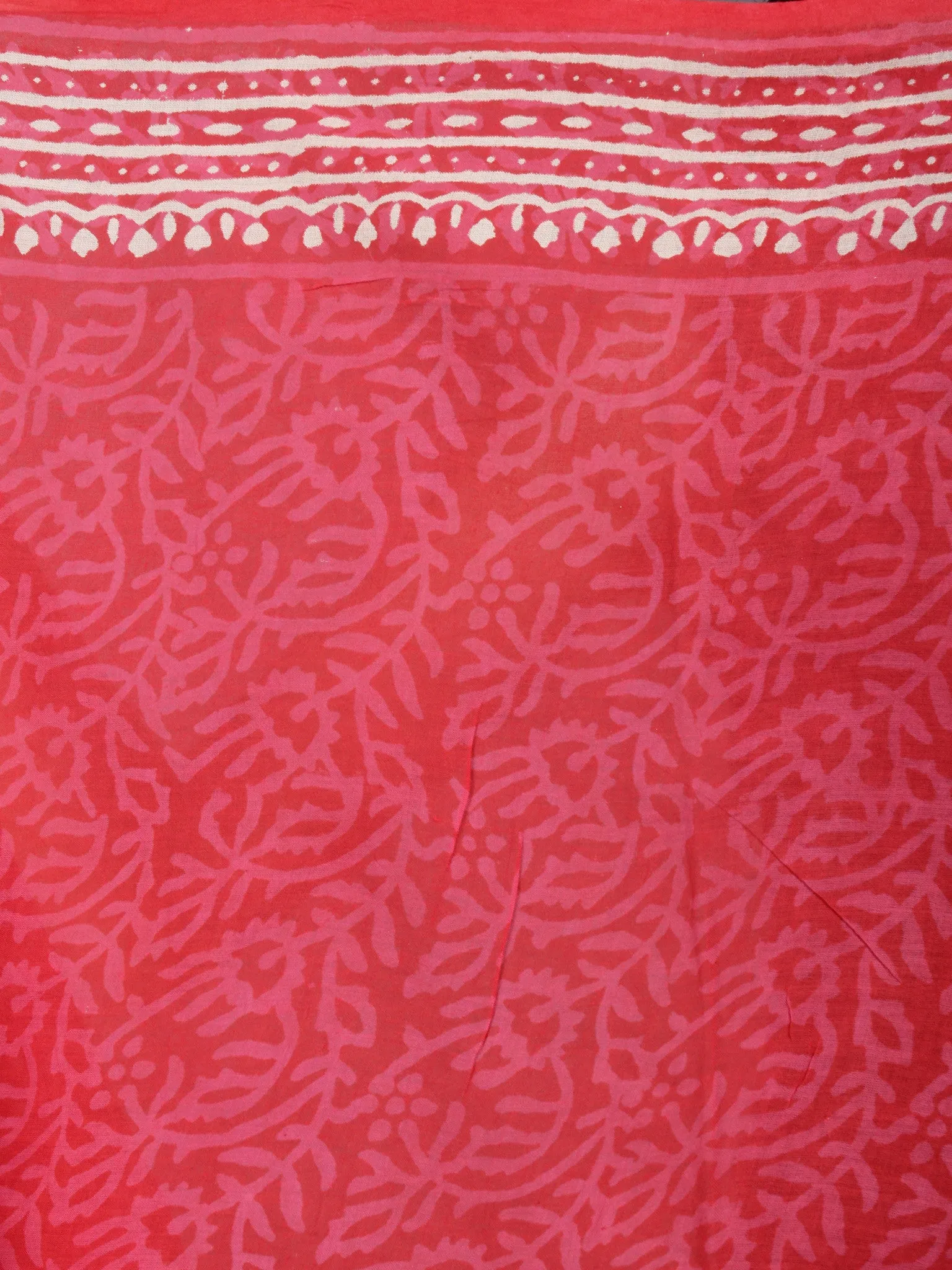 Pink Beige Hand Block Printed Cotton Saree in Natural Colors - S03170576