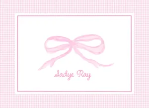 Pink Bow Calling Cards with Pink Gingham