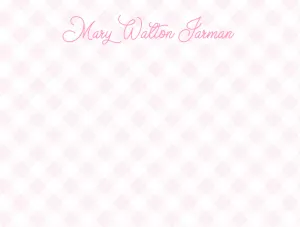 Pink Gingham Stationery Set
