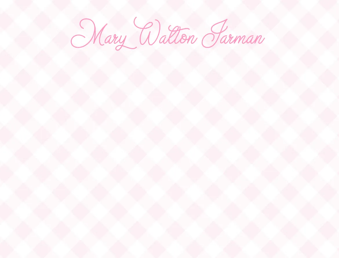 Pink Gingham Stationery Set