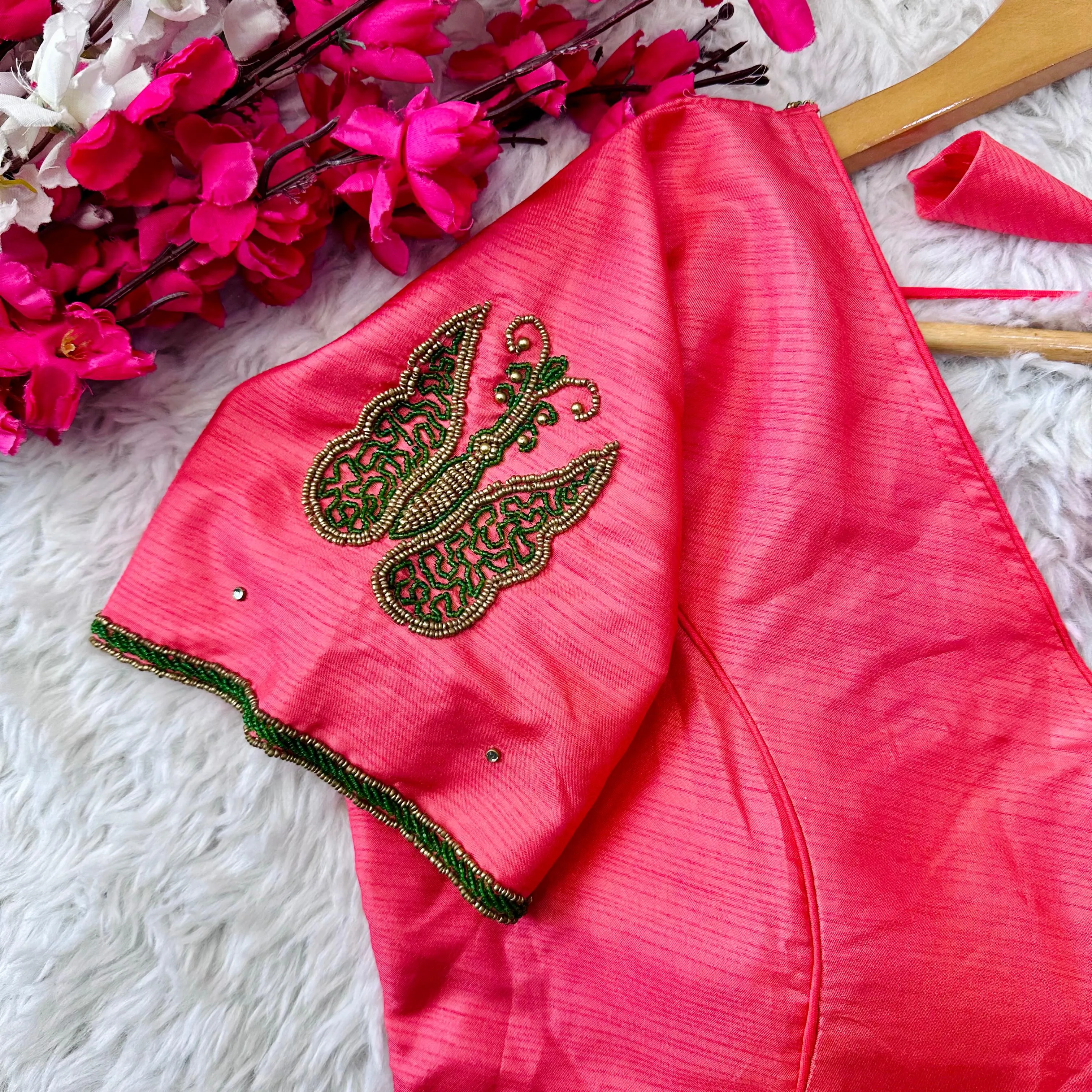 Pink Handcrafted Wedding Blouse Collection in Mayo Silk