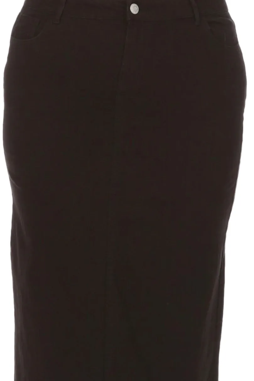 Plus Long Twill Skirt Style 87812X in Black