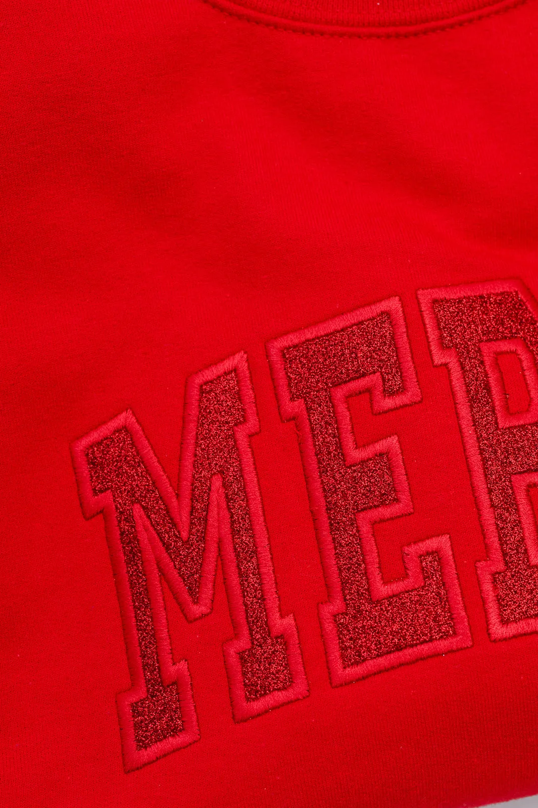 PREORDER: Embroidered Merry Glitter Applique Sweatshirt (Ships in 2-3 Weeks)