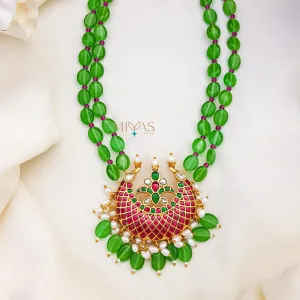 Rich Kundan Jadau Green Beaded Necklace