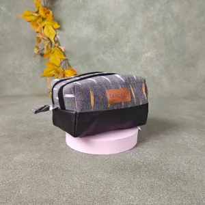 Sarus Crane Series Double Zip Vanity Grey Color with White Sandal Fret Prints