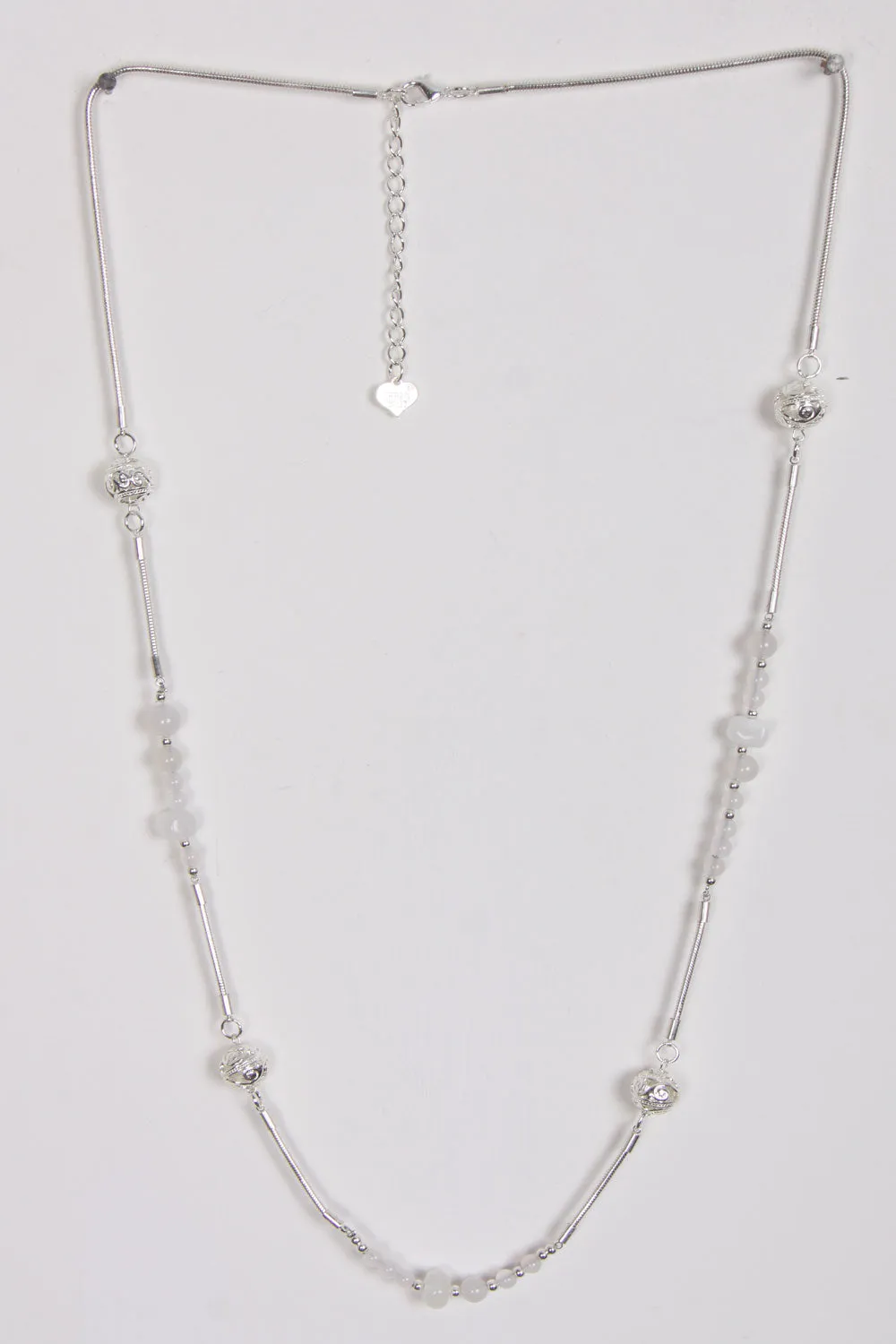 Silver Beads Long Necklace