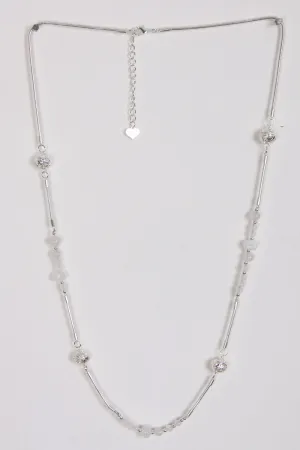 Silver Beads Long Necklace