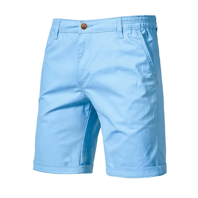 Summer 100% Cotton Solid Shorts Men High Quality Casual Business Social Elastic Waist Men Shorts 10 Colors Beach Shorts