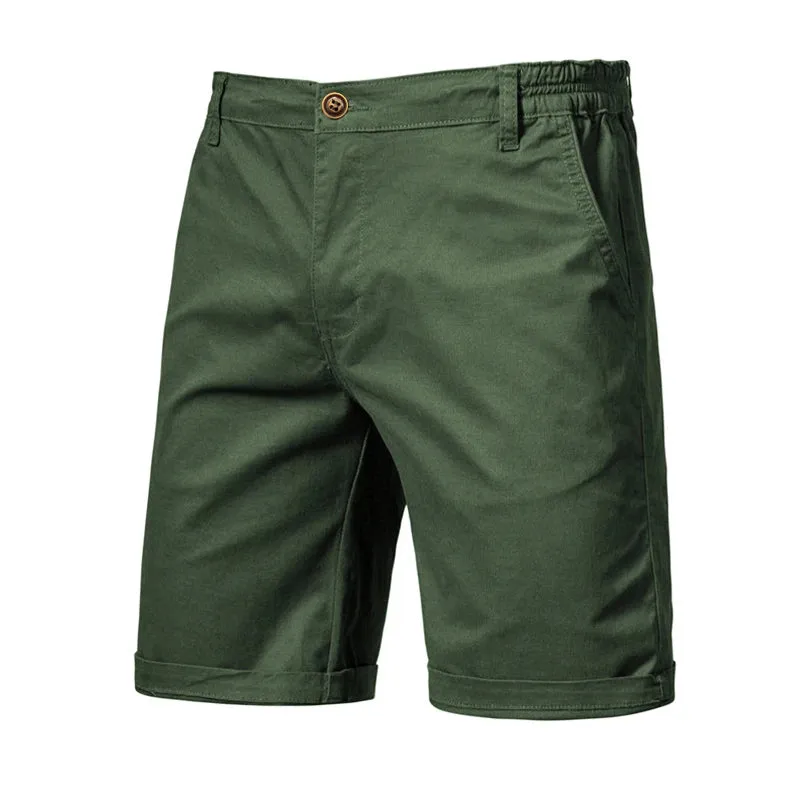 Summer 100% Cotton Solid Shorts Men High Quality Casual Business Social Elastic Waist Men Shorts 10 Colors Beach Shorts