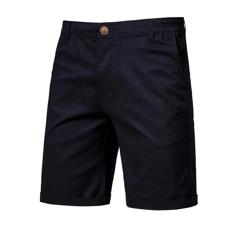 Summer 100% Cotton Solid Shorts Men High Quality Casual Business Social Elastic Waist Men Shorts 10 Colors Beach Shorts