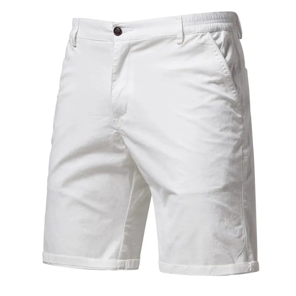 Summer 100% Cotton Solid Shorts Men High Quality Casual Business Social Elastic Waist Men Shorts 10 Colors Beach Shorts