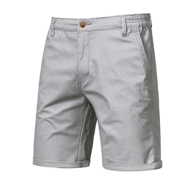 Summer 100% Cotton Solid Shorts Men High Quality Casual Business Social Elastic Waist Men Shorts 10 Colors Beach Shorts