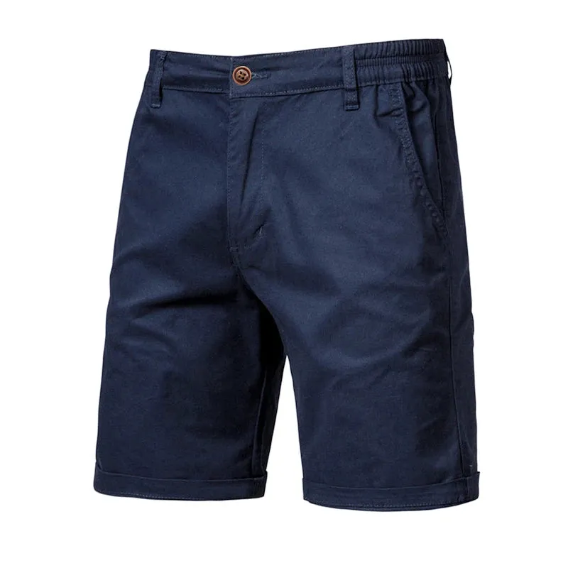 Summer 100% Cotton Solid Shorts Men High Quality Casual Business Social Elastic Waist Men Shorts 10 Colors Beach Shorts