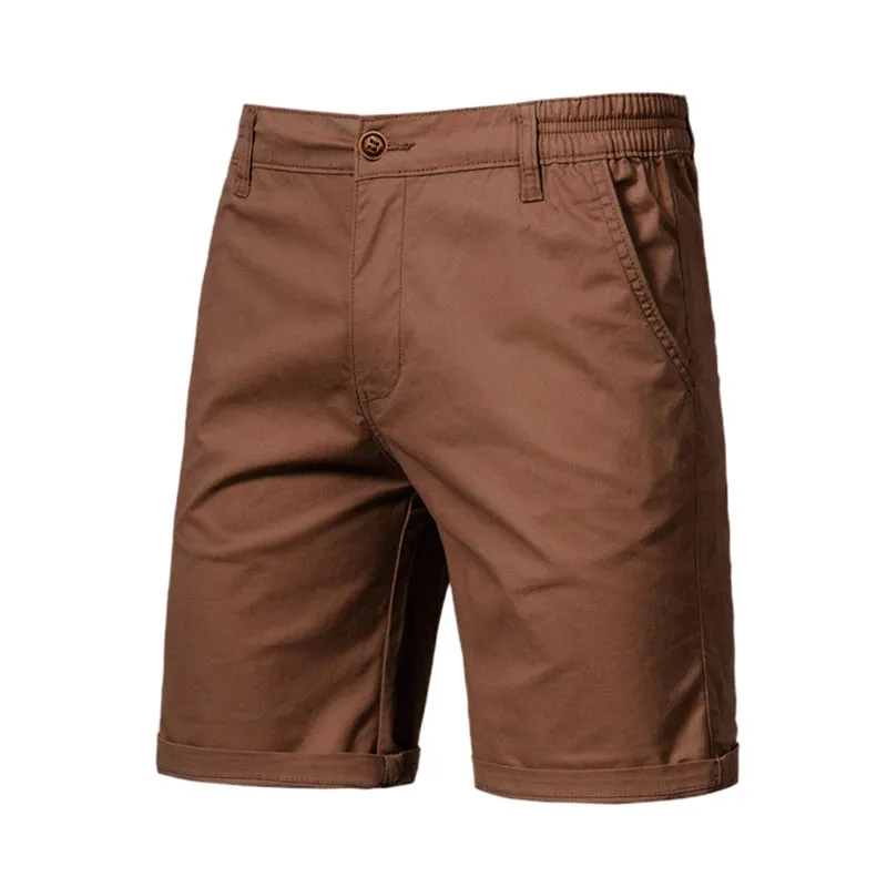 Summer 100% Cotton Solid Shorts Men High Quality Casual Business Social Elastic Waist Men Shorts 10 Colors Beach Shorts