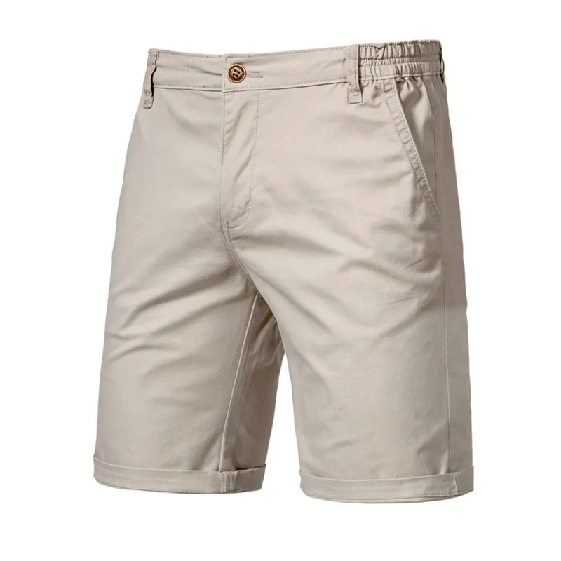 Summer 100% Cotton Solid Shorts Men High Quality Casual Business Social Elastic Waist Men Shorts 10 Colors Beach Shorts