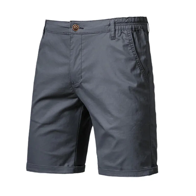 Summer 100% Cotton Solid Shorts Men High Quality Casual Business Social Elastic Waist Men Shorts 10 Colors Beach Shorts