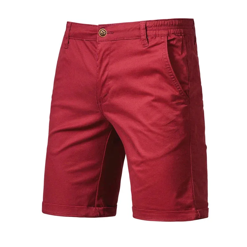 Summer 100% Cotton Solid Shorts Men High Quality Casual Business Social Elastic Waist Men Shorts 10 Colors Beach Shorts
