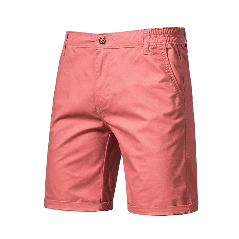 Summer 100% Cotton Solid Shorts Men High Quality Casual Business Social Elastic Waist Men Shorts 10 Colors Beach Shorts