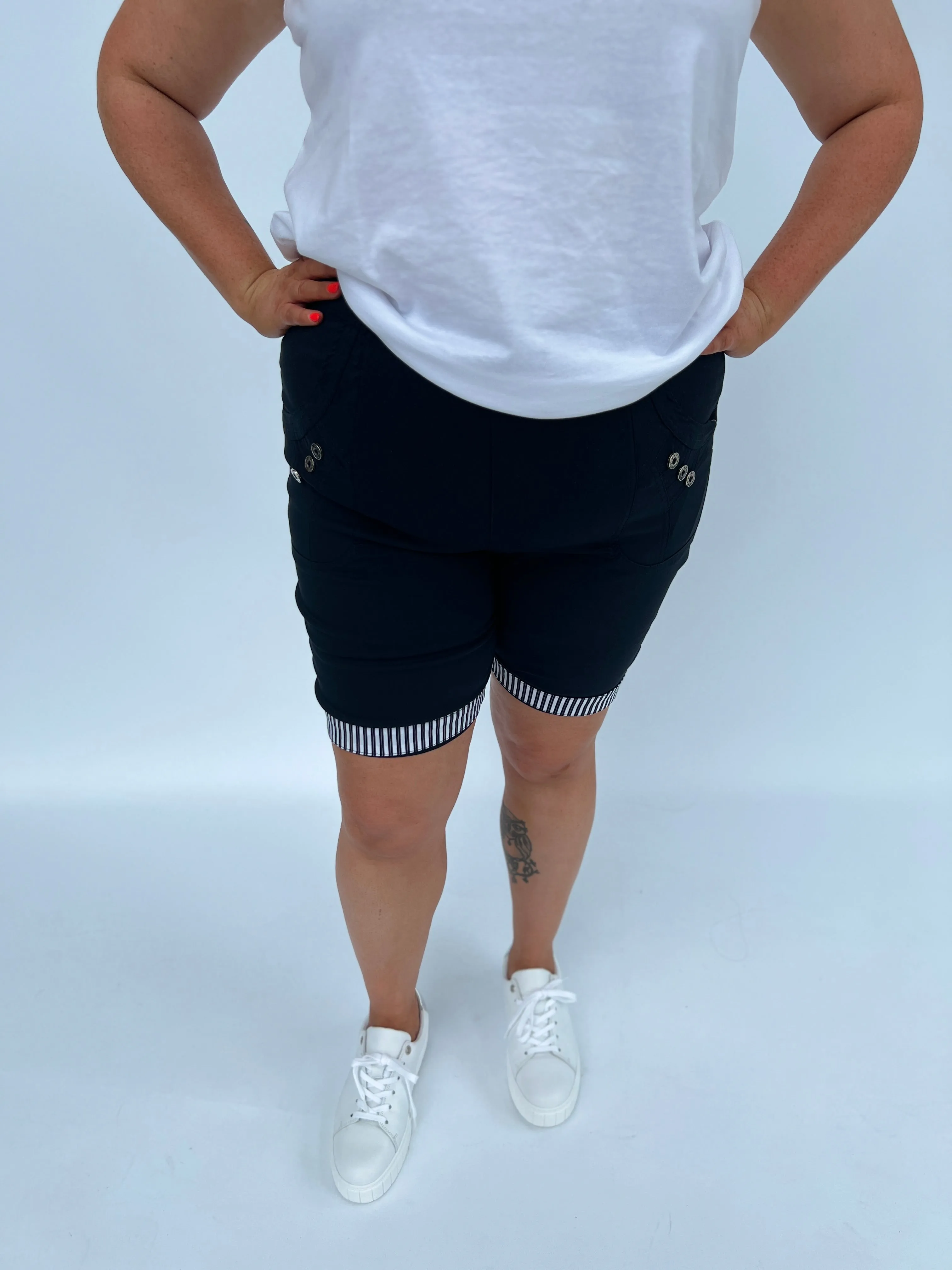 Suzi Striped Shorts in Black